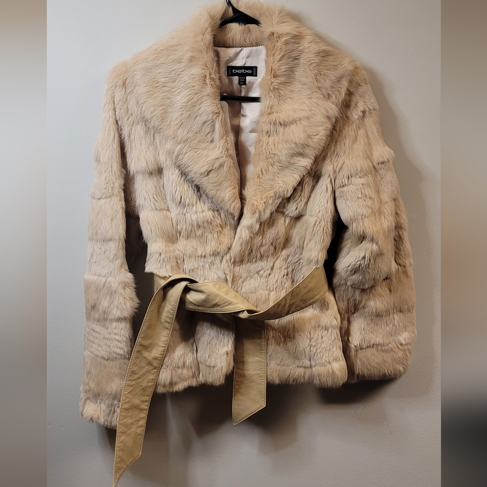 Bebe genuine leather & Genuine rabbit fur coat